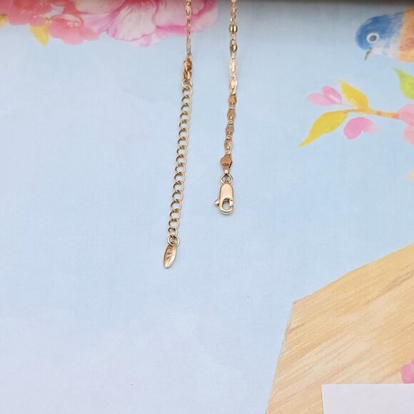 "Textured Link Rose Gold Chain Necklace, 18+2 Inch, Gold Plated Brass, XPNL0110 - Picture 8 of 12